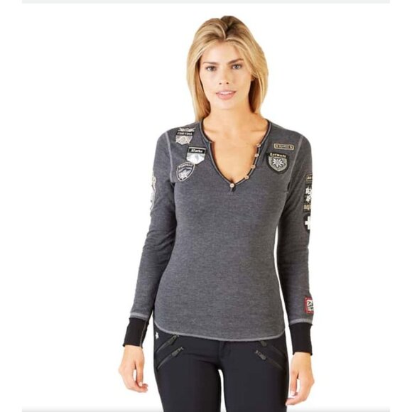 Alp-n-Rock Tops - NWT Alp-n-Rock "Ski the World" Henley Shirt Top XS/S Gray MSRP$228 Organic